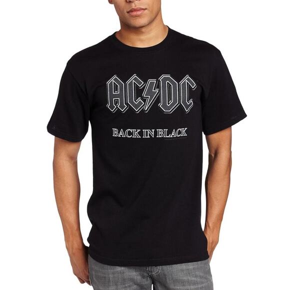 AC/DC Back In Black Cotton Short Sleeve T-Shirt Mens Medium Black Casual Grunge - Picture 1 of 6
